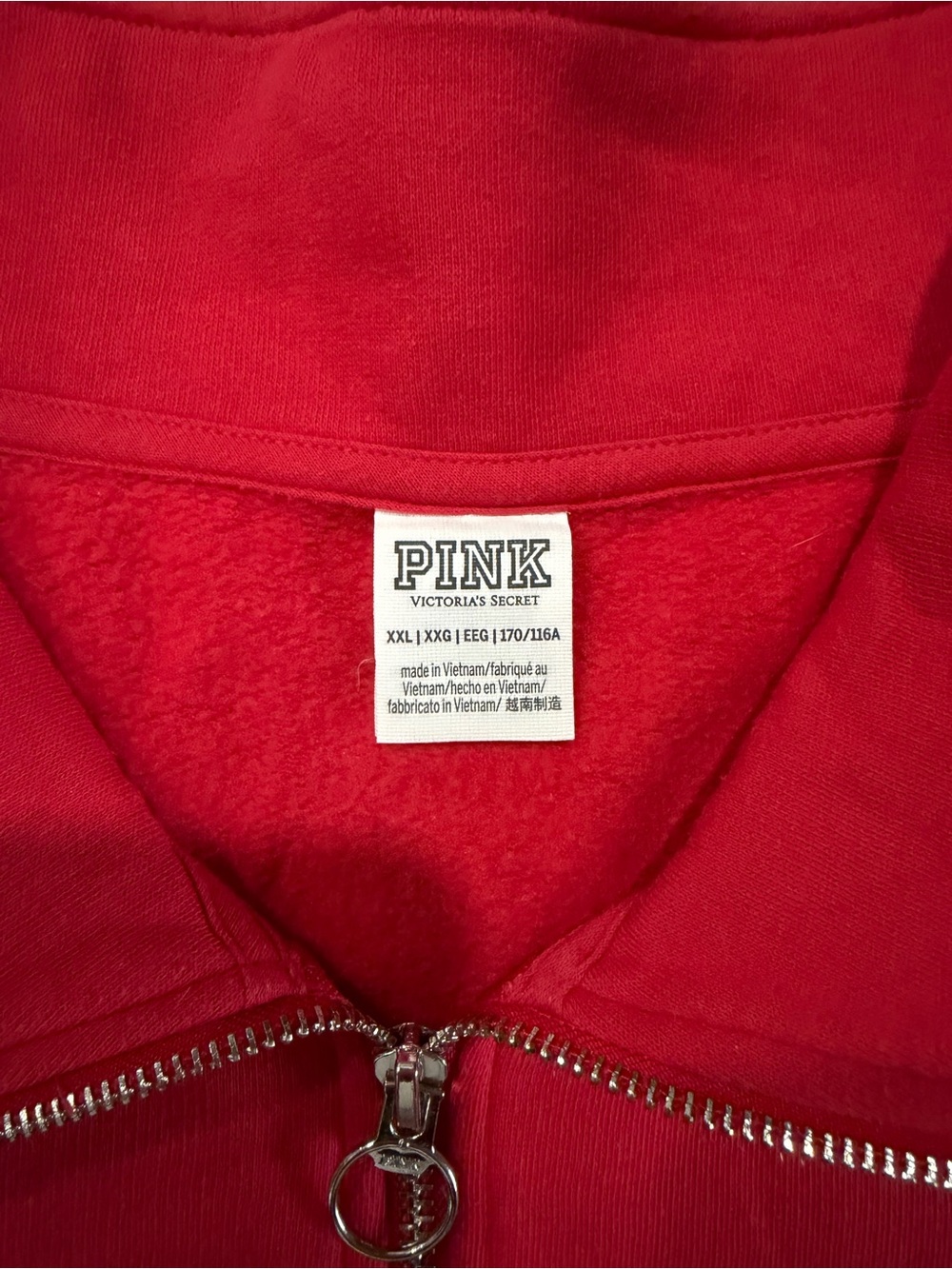PINK Victoria's Secret Red Zip-Up Fleece Hoodie - Picture 2 of 3